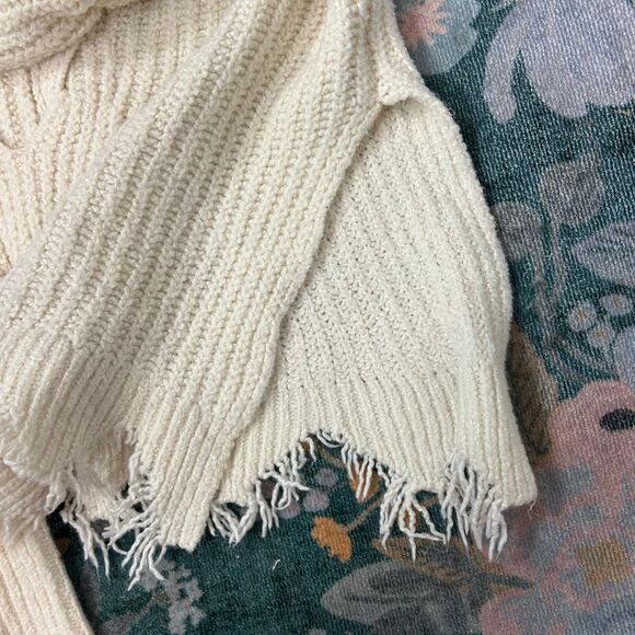 Wildfox Sweater Womens XS White Ivory Knit Braided Distressed Logan Pullover - Picture 4 of 10